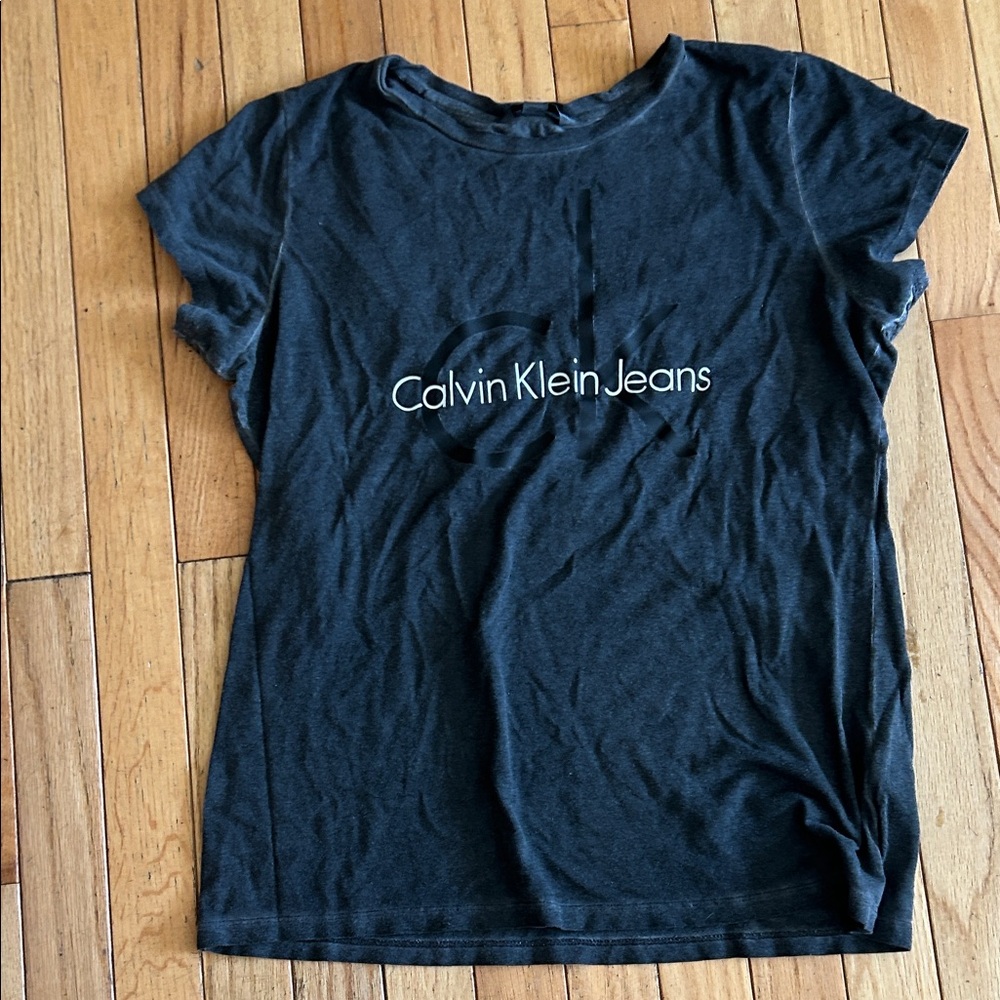 Calvin Klein Jeans Gray Logo Short Sleeve Tee